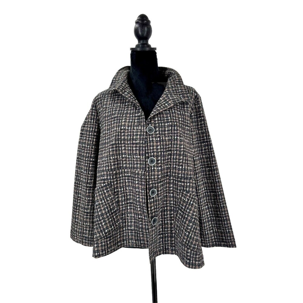 Habitat Power Stretch Swing Printed Jacket M Button Down Pockets Art to Wear‎